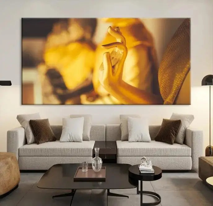 Gold Buddha Statue Hands Wall Art Canvas Print 