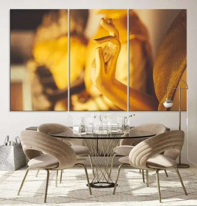 Gold Buddha Statue Hands Wall Art Canvas Print 