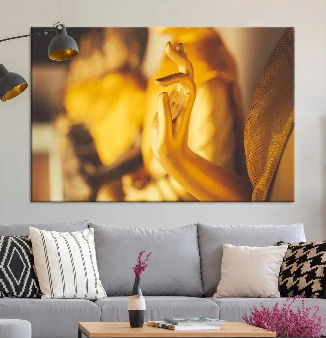 Gold Buddha Statue Hands Wall Art Canvas Print 