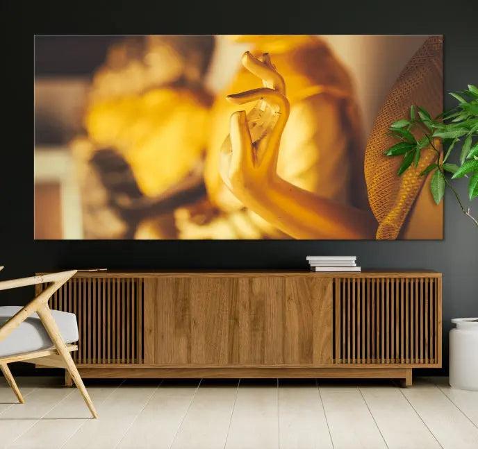 Gold Buddha Statue Hands Wall Art Canvas Print 