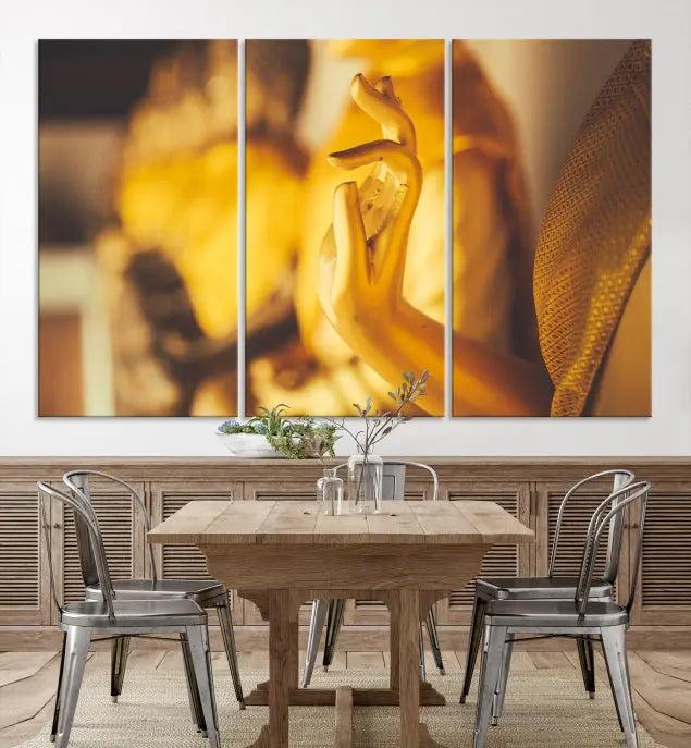 Gold Buddha Statue Hands Wall Art Canvas Print 