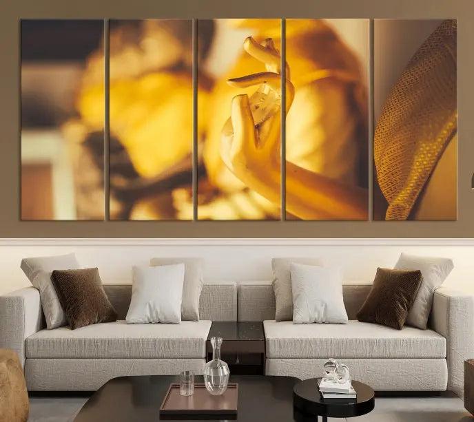 Gold Buddha Statue Hands Wall Art Canvas Print 