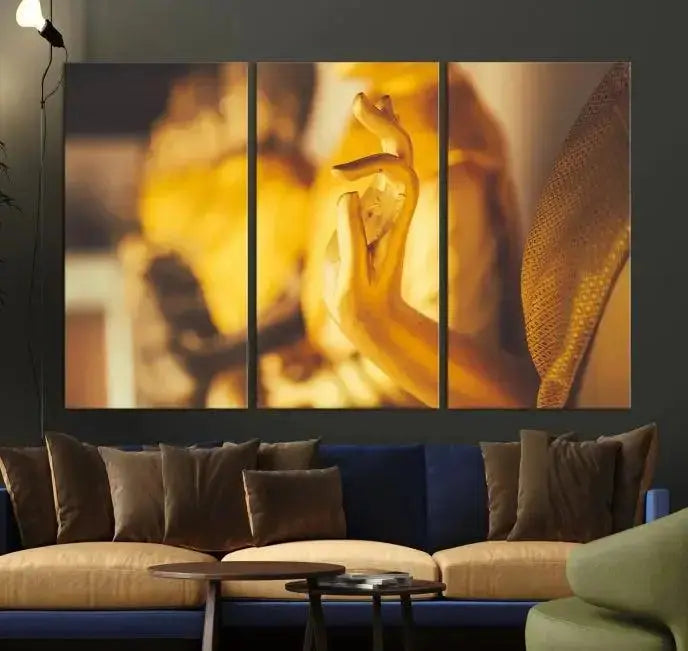 Gold Buddha Statue Hands Wall Art Canvas Print