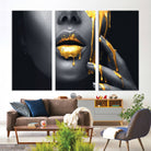 Gold Glitter Lips Fashion Photography Wall Art Makeup Wall Art, Gold Glitter Lips Wall Art Canvas Print