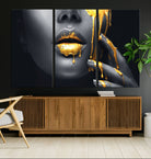 Gold Glitter Lips Fashion Photography Wall Art Makeup Wall Art, Gold Glitter Lips Wall Art Canvas Print