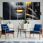 Gold Glitter Lips Fashion Photography Wall Art Makeup Wall Art, Gold Glitter Lips Wall Art Canvas Print