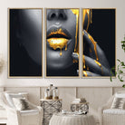 50358-MGV-CV-36X24-Gold Glitter Lips Fashion Photography Wall Art Makeup Wall Art, Gold Glitter Lips Wall Art Canvas Print