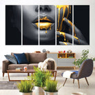 Gold Glitter Lips Fashion Photography Wall Art Makeup Wall Art, Gold Glitter Lips Wall Art Canvas Print
