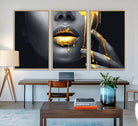 50358-MGV-FC-48X32-3P_Natural-Gold Glitter Lips Fashion Photography Wall Art Makeup Wall Art, Gold Glitter Lips Wall Art Canvas Print