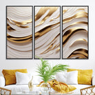 81197-MGV-FC-48X32-3P_Black-Gold and White Abstract Wave Canvas – Elegant Flowing Design with Luxurious Golden Accents – Contemporary Home Decor