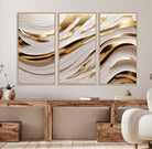 81197-MGV-FC-48X32-3P_Natural-Gold and White Abstract Wave Canvas – Elegant Flowing Design with Luxurious Golden Accents – Contemporary Home Decor