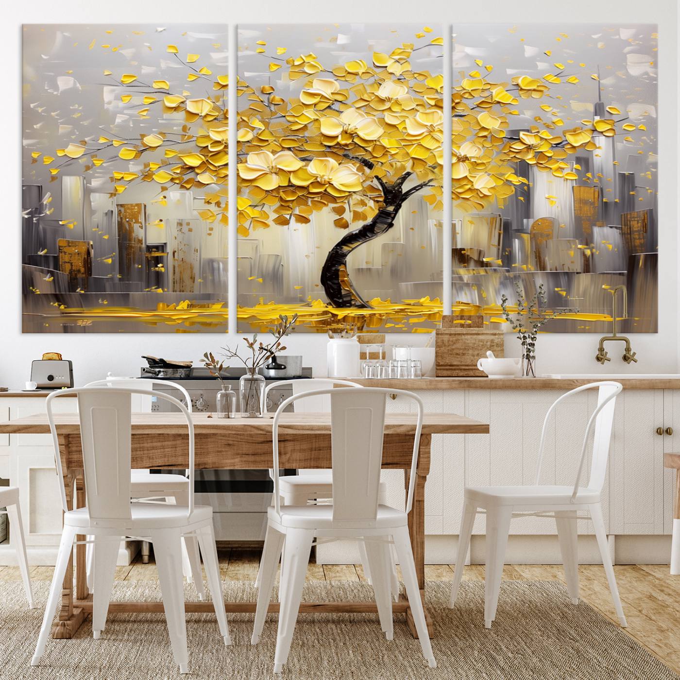 45538-MGV-CV-36X24-Golden Tree Canvas Print | Abstract Wall Art for Modern Homes | Ready to Hang Framed Artwork