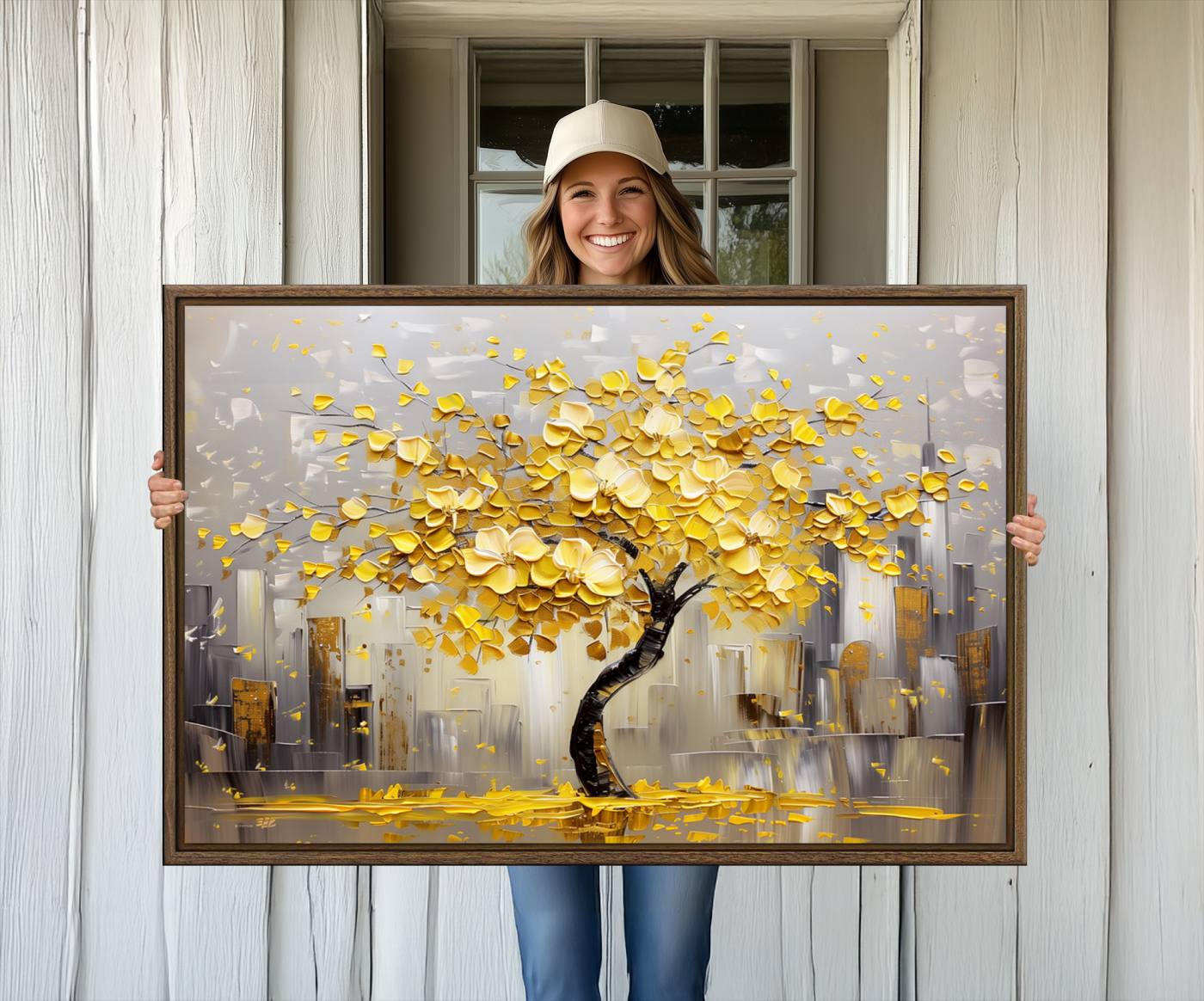 45538-MGV-CV-36X24-Golden Tree Canvas Print | Abstract Wall Art for Modern Homes | Ready to Hang Framed Artwork