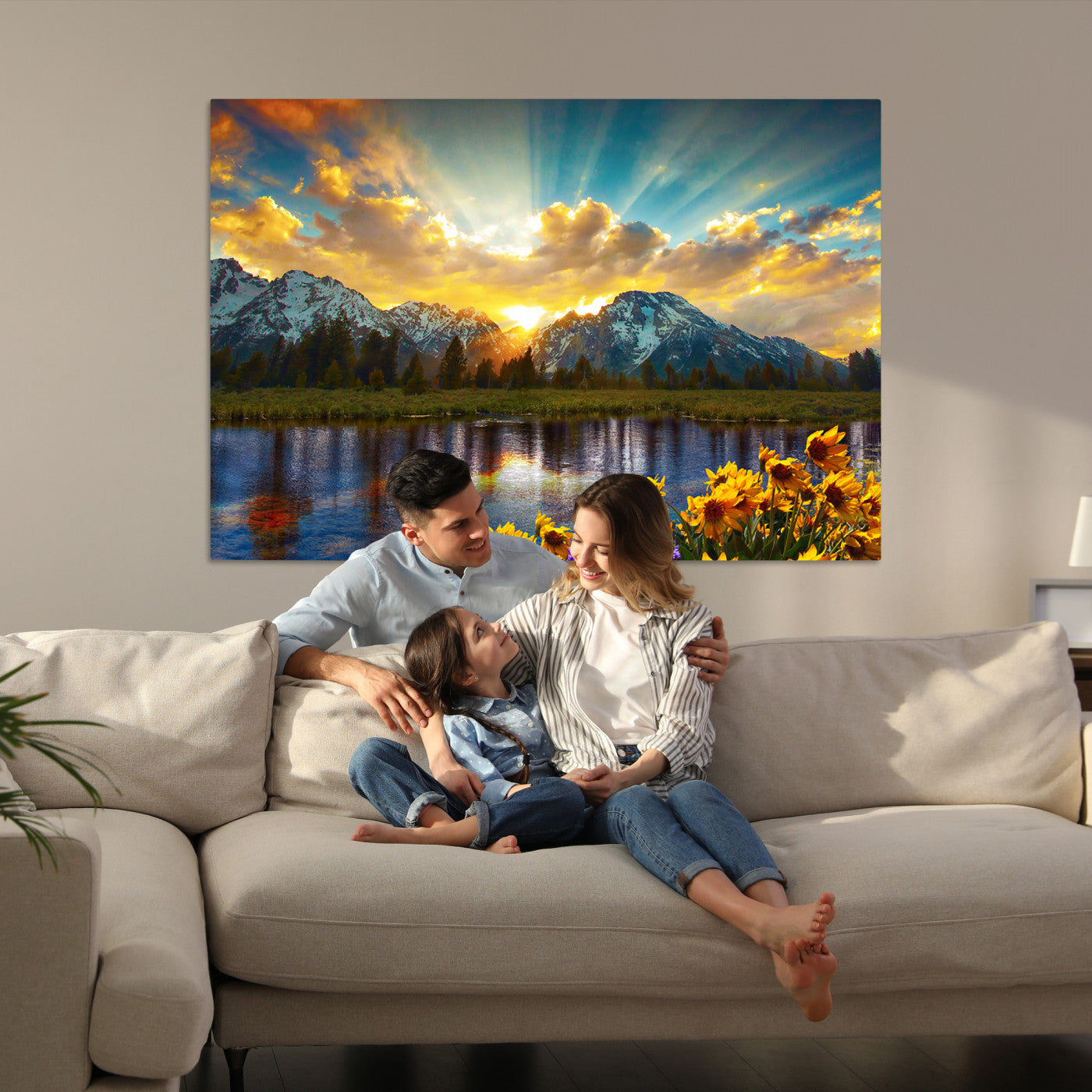 Grand Teton Park Amazing Mountain Landscape Sunset Wall Art Canvas Print