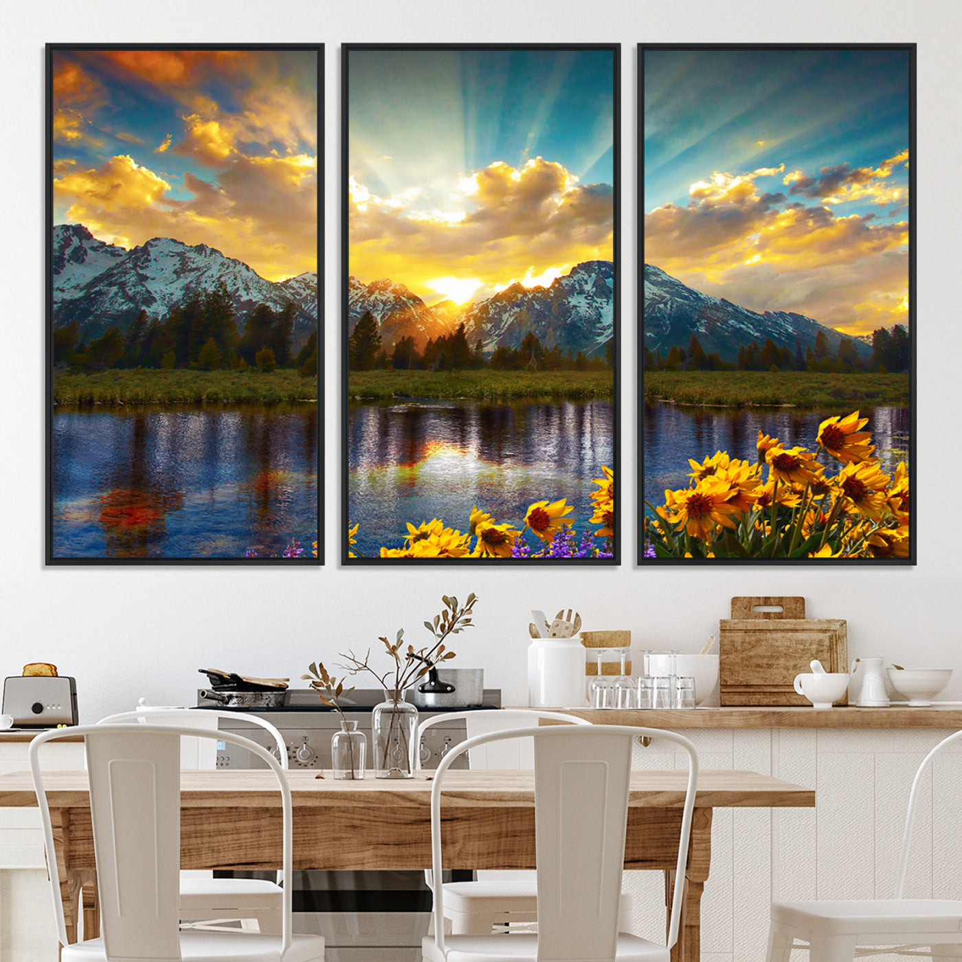 42292-MGV-CV-36X24-Grand Teton Park Amazing Mountain Landscape Sunset Wall Art Canvas Print