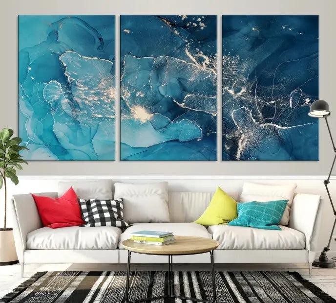 Green Marble Fluid Effect Wall Art Abstract Canvas Wall Art Print 