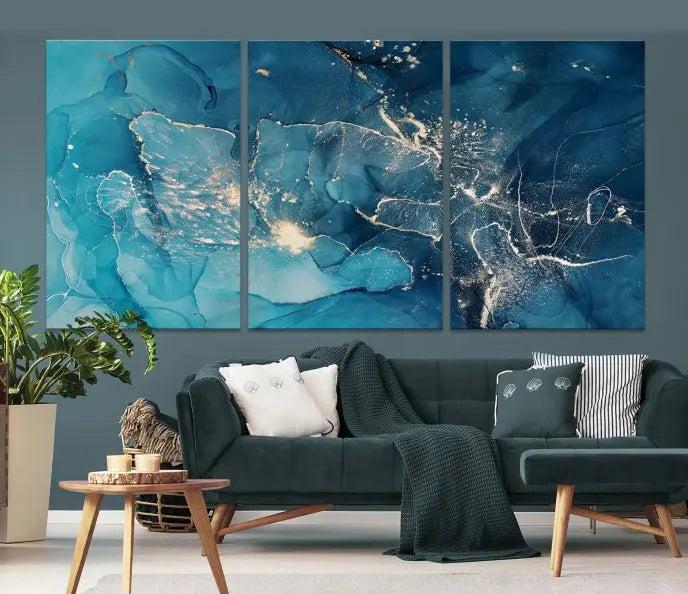 Green Marble Fluid Effect Wall Art Abstract Canvas Wall Art Print 