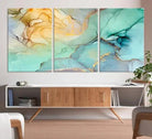 Green Marble Fluid Effect Wall Art Abstract Canvas Wall Art Print