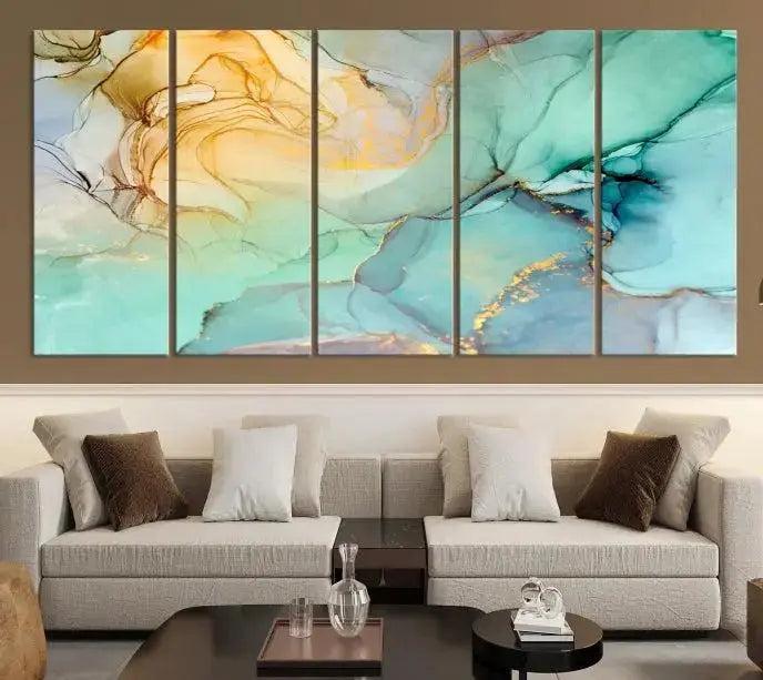 Edit-Images-Green Marble Fluid Effect Wall Art Abstract Canvas Wall Art Print