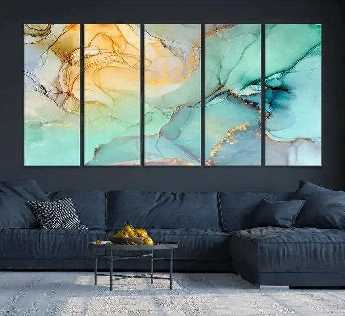 Edit-Images-Green Marble Fluid Effect Wall Art Abstract Canvas Wall Art Print