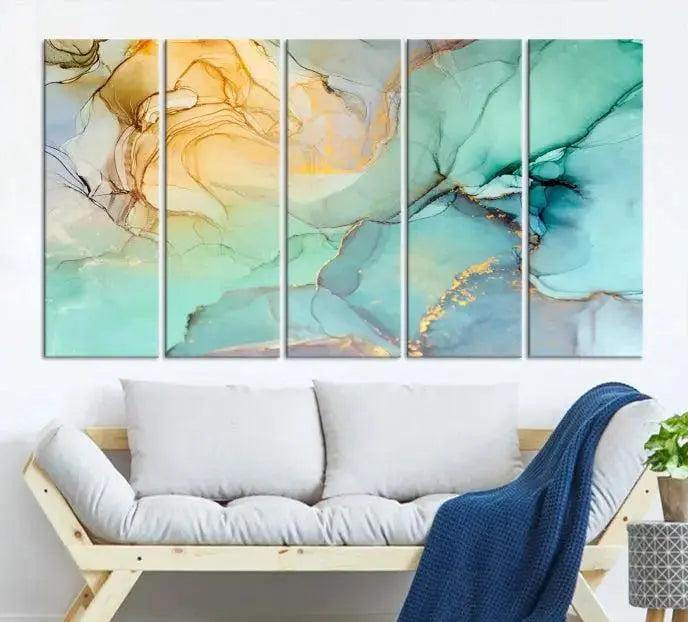 Edit-Images-Green Marble Fluid Effect Wall Art Abstract Canvas Wall Art Print