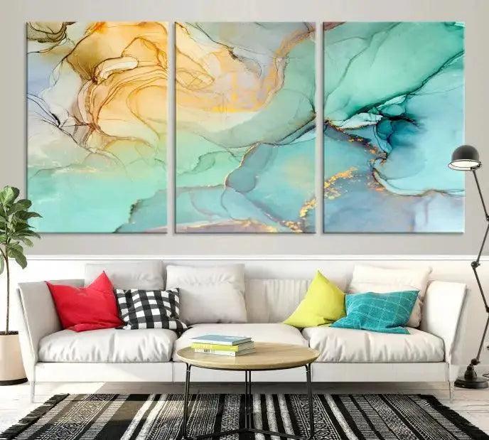 Edit-Images-Green Marble Fluid Effect Wall Art Abstract Canvas Wall Art Print