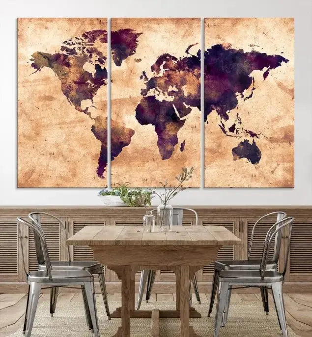 Grunge World Map Wall Art Canvas Print 