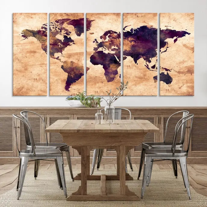 Grunge World Map Wall Art Canvas Print 