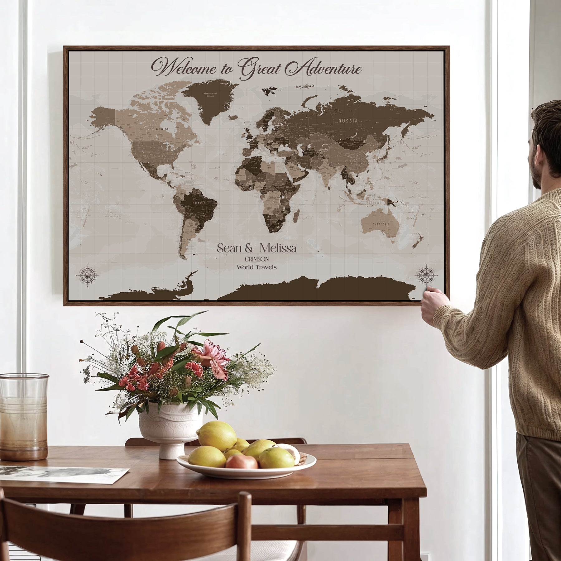 49871705-MGV-CV-36X24-Push Pin Customize World Map Wall Canvas Print – Personalized Travel Tracker with Pins – Custom Wall Art Canvas for Home Office Decor - H32