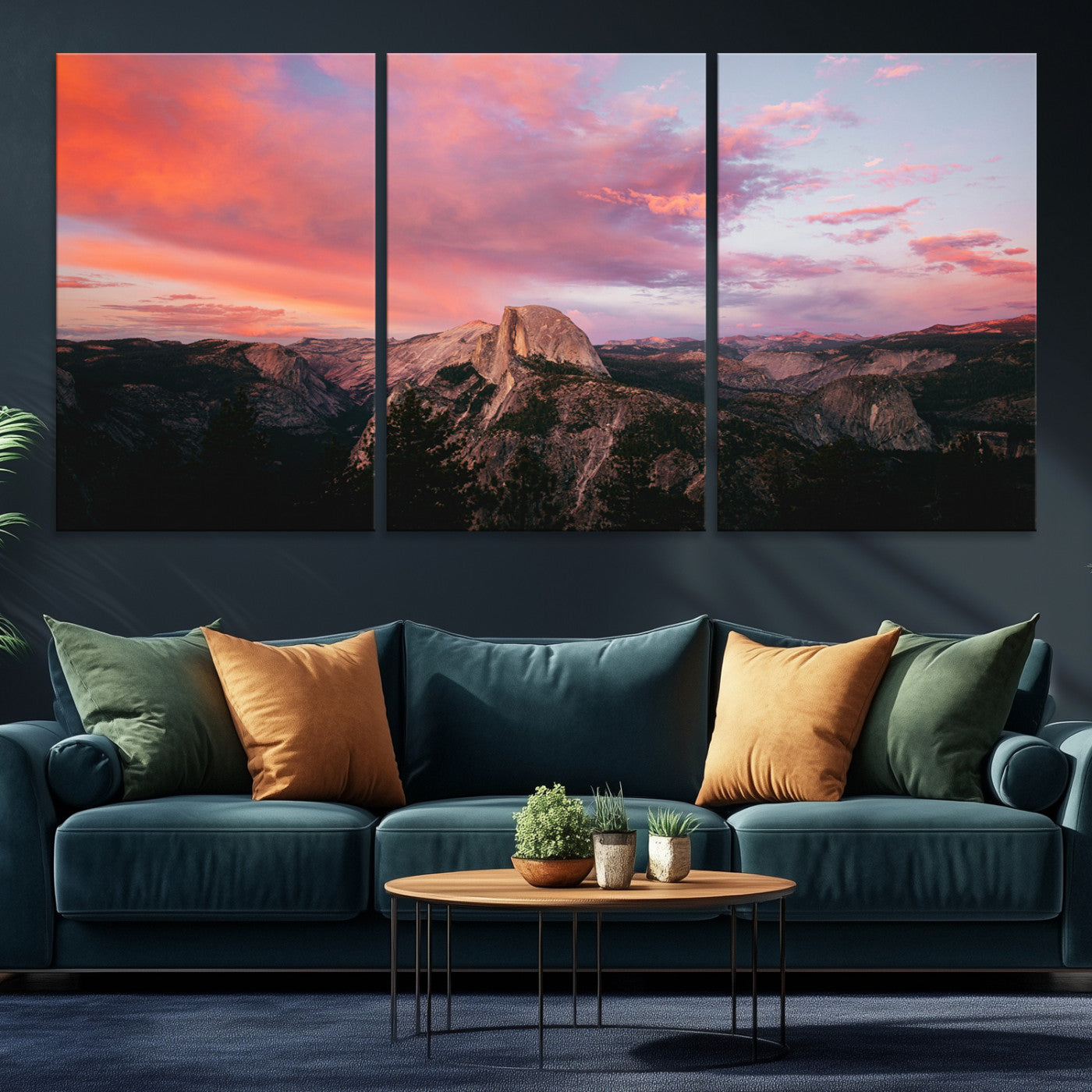 32786115-MGV-CV-36X24-Half Dome Wall Art Canvas Print, Yosemite National Park Print, Framed Dramatic Sunset Art Print, Large Pink and Orange Sky Printing