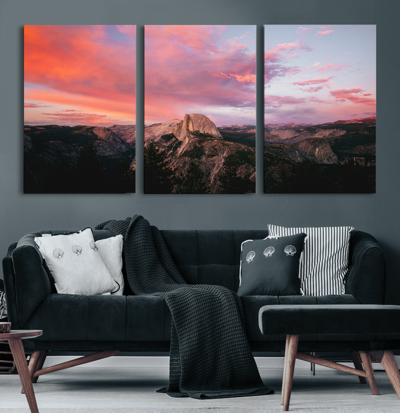 32786115-MGV-CV-36X24-Half Dome Wall Art Canvas Print, Yosemite National Park Print, Framed Dramatic Sunset Art Print, Large Pink and Orange Sky Printing