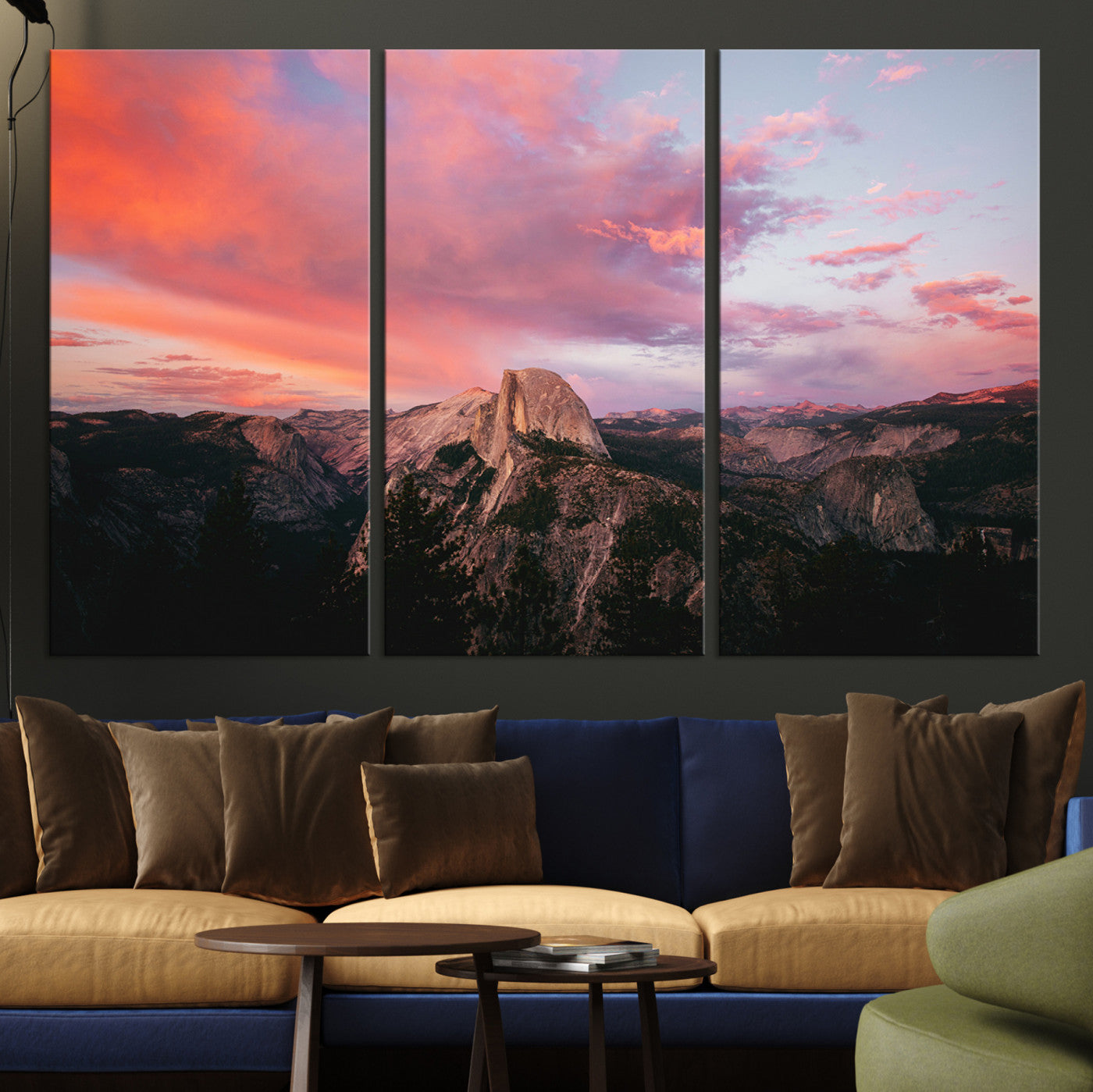 32786115-MGV-CV-36X24-Half Dome Wall Art Canvas Print, Yosemite National Park Print, Framed Dramatic Sunset Art Print, Large Pink and Orange Sky Printing