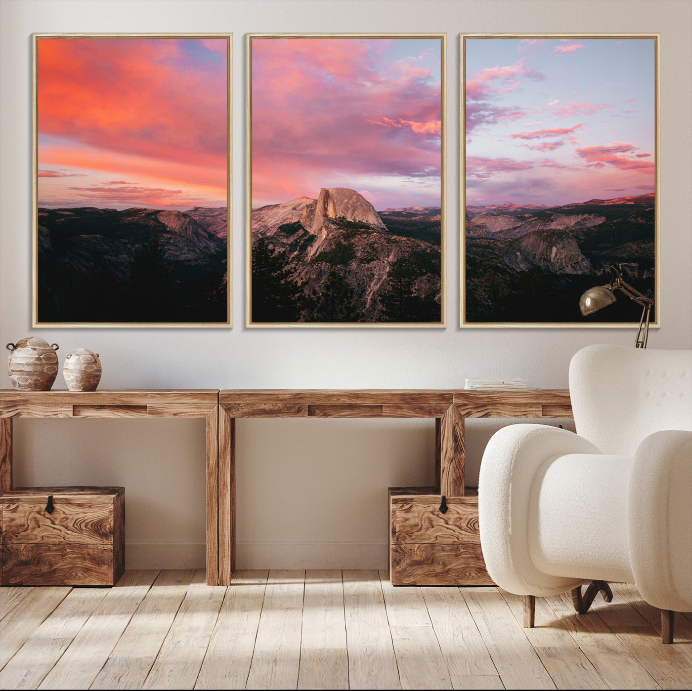 32786115-MGV-CV-36X24-Half Dome Wall Art Canvas Print, Yosemite National Park Print, Framed Dramatic Sunset Art Print, Large Pink and Orange Sky Printing