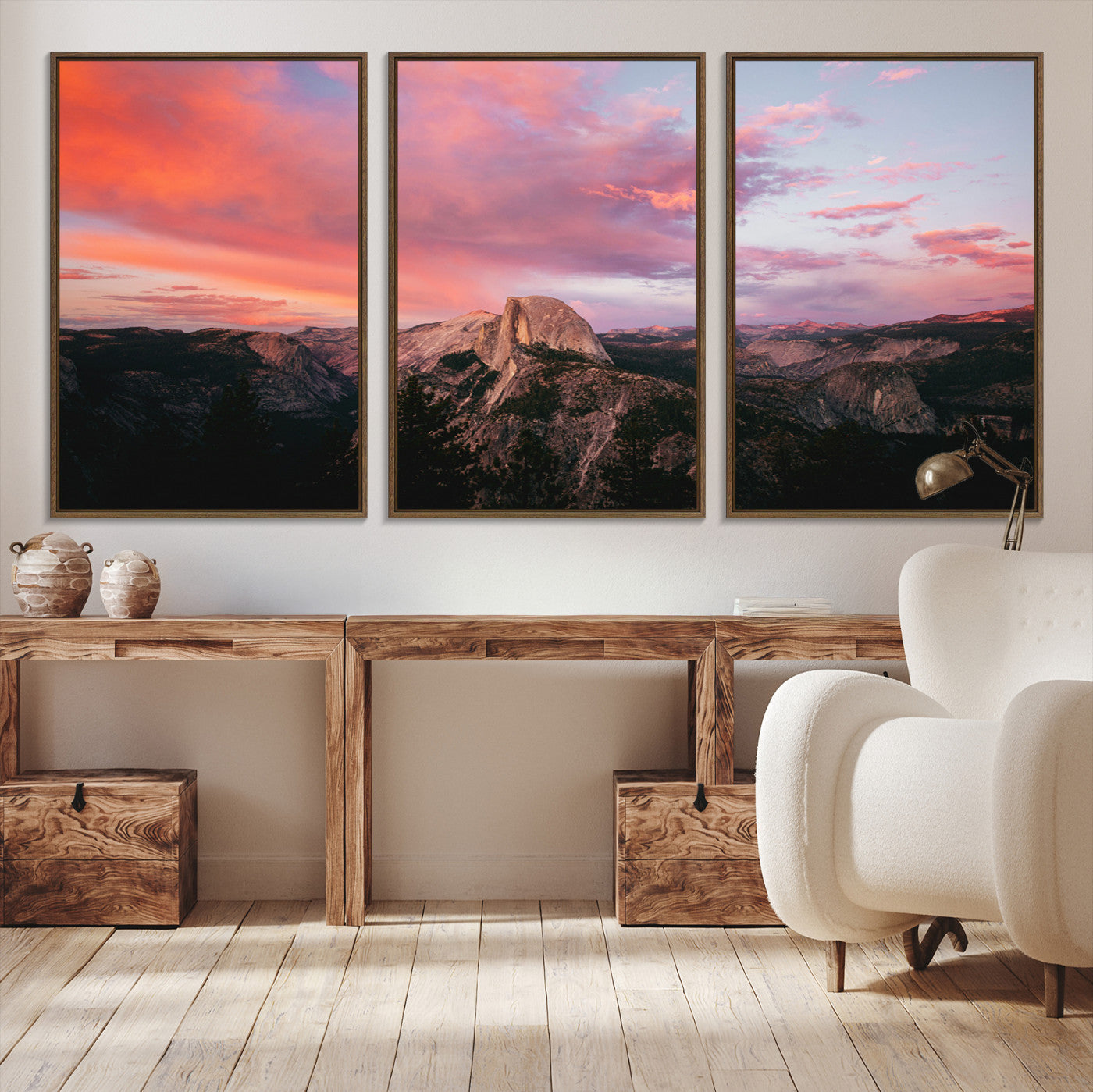 32786115-MGV-CV-36X24-Half Dome Wall Art Canvas Print, Yosemite National Park Print, Framed Dramatic Sunset Art Print, Large Pink and Orange Sky Printing