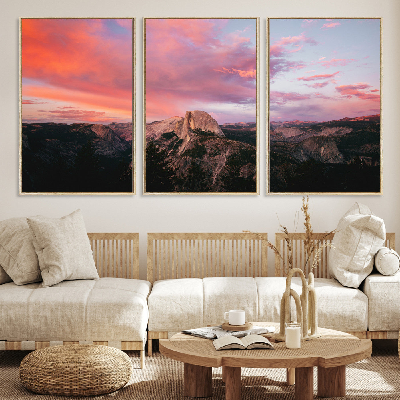 32786115-MGV-CV-36X24-Half Dome Wall Art Canvas Print, Yosemite National Park Print, Framed Dramatic Sunset Art Print, Large Pink and Orange Sky Printing