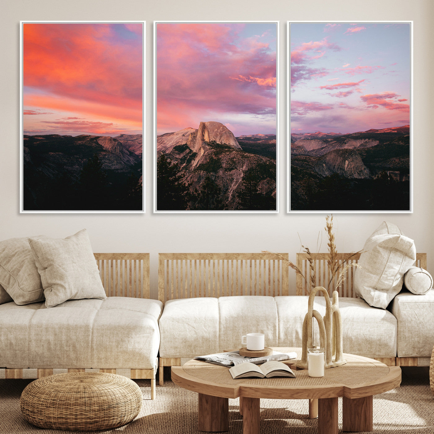 32786115-MGV-CV-36X24-Half Dome Wall Art Canvas Print, Yosemite National Park Print, Framed Dramatic Sunset Art Print, Large Pink and Orange Sky Printing