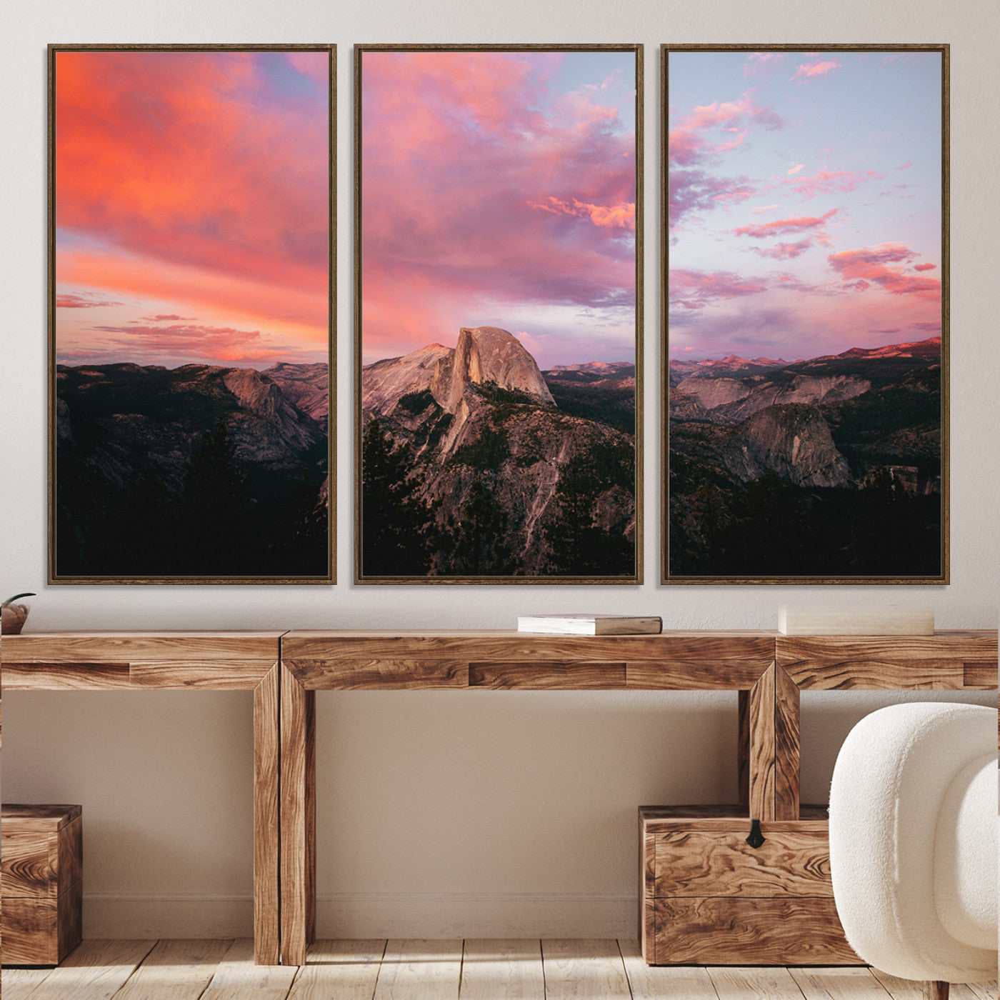 32786115-MGV-CV-36X24-Half Dome Wall Art Canvas Print, Yosemite National Park Print, Framed Dramatic Sunset Art Print, Large Pink and Orange Sky Printing