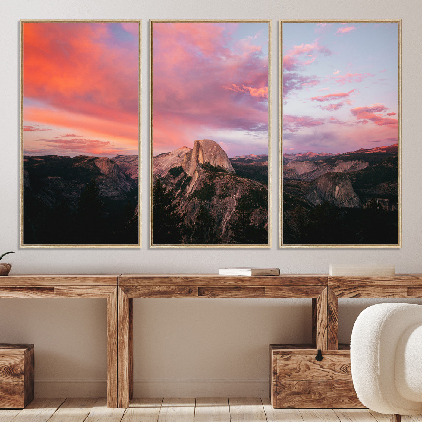 32786115-MGV-CV-36X24-Half Dome Wall Art Canvas Print, Yosemite National Park Print, Framed Dramatic Sunset Art Print, Large Pink and Orange Sky Printing