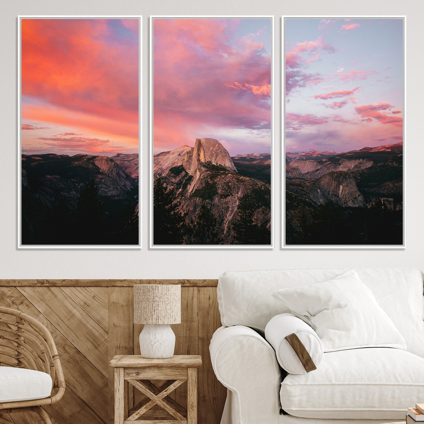 32786115-MGV-CV-36X24-Half Dome Wall Art Canvas Print, Yosemite National Park Print, Framed Dramatic Sunset Art Print, Large Pink and Orange Sky Printing