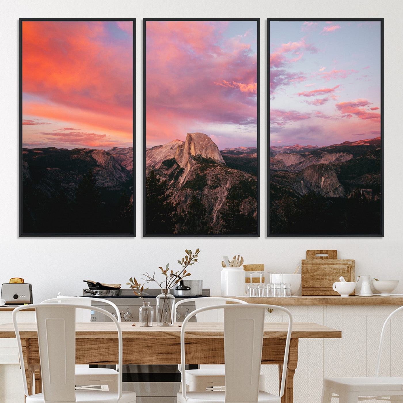 32786115-MGV-CV-36X24-Half Dome Wall Art Canvas Print, Yosemite National Park Print, Framed Dramatic Sunset Art Print, Large Pink and Orange Sky Printing