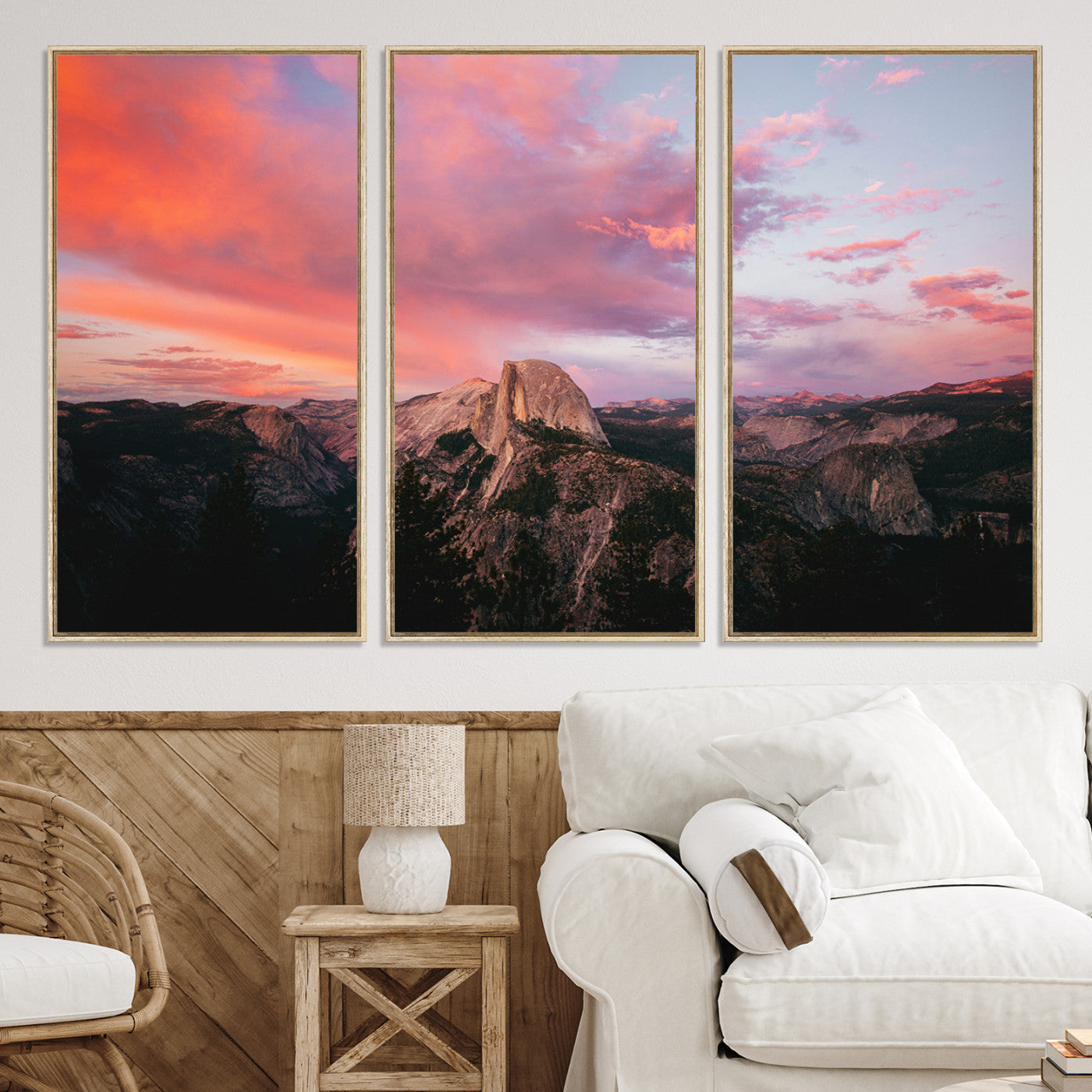 32786115-MGV-CV-36X24-Half Dome Wall Art Canvas Print, Yosemite National Park Print, Framed Dramatic Sunset Art Print, Large Pink and Orange Sky Printing