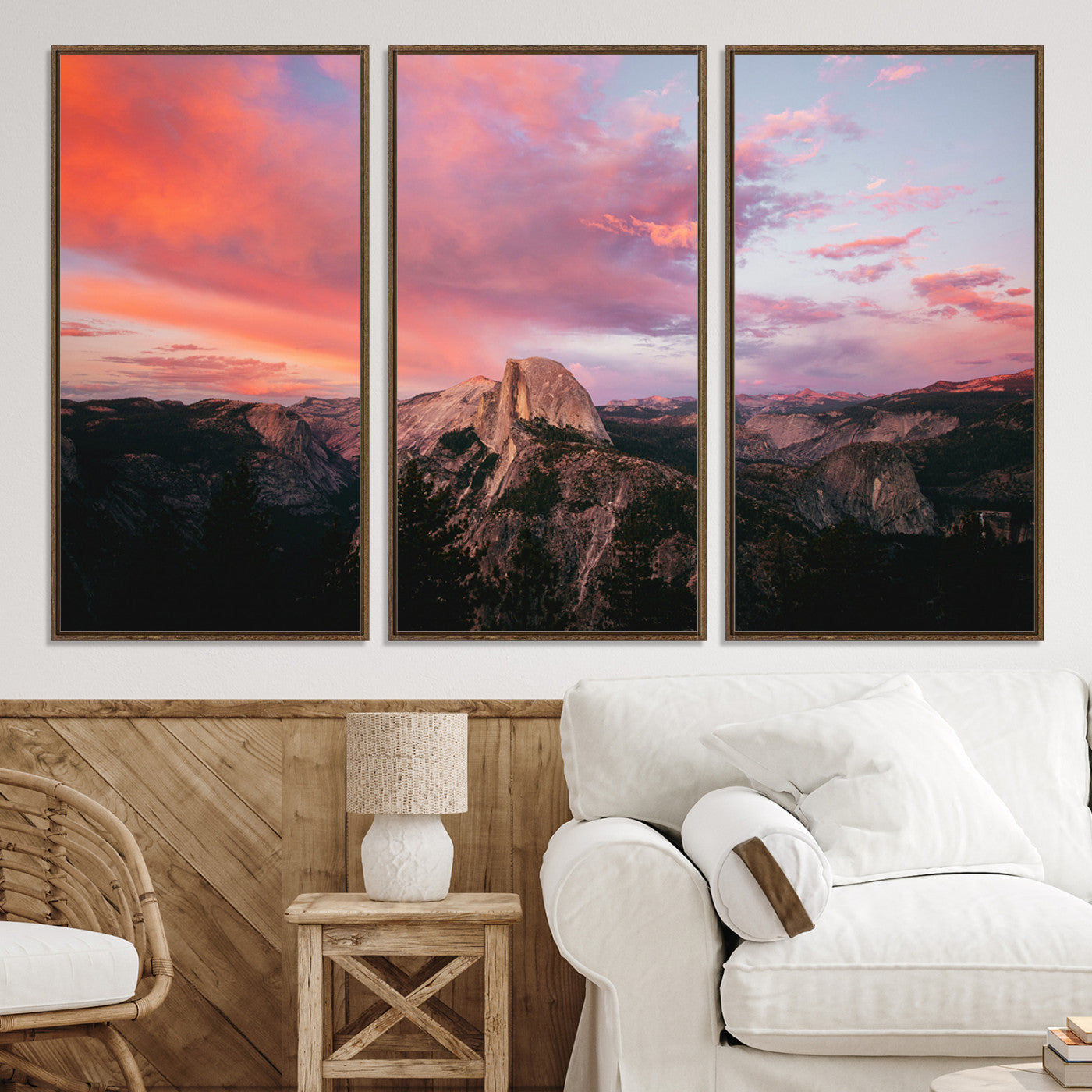32786115-MGV-CV-36X24-Half Dome Wall Art Canvas Print, Yosemite National Park Print, Framed Dramatic Sunset Art Print, Large Pink and Orange Sky Printing