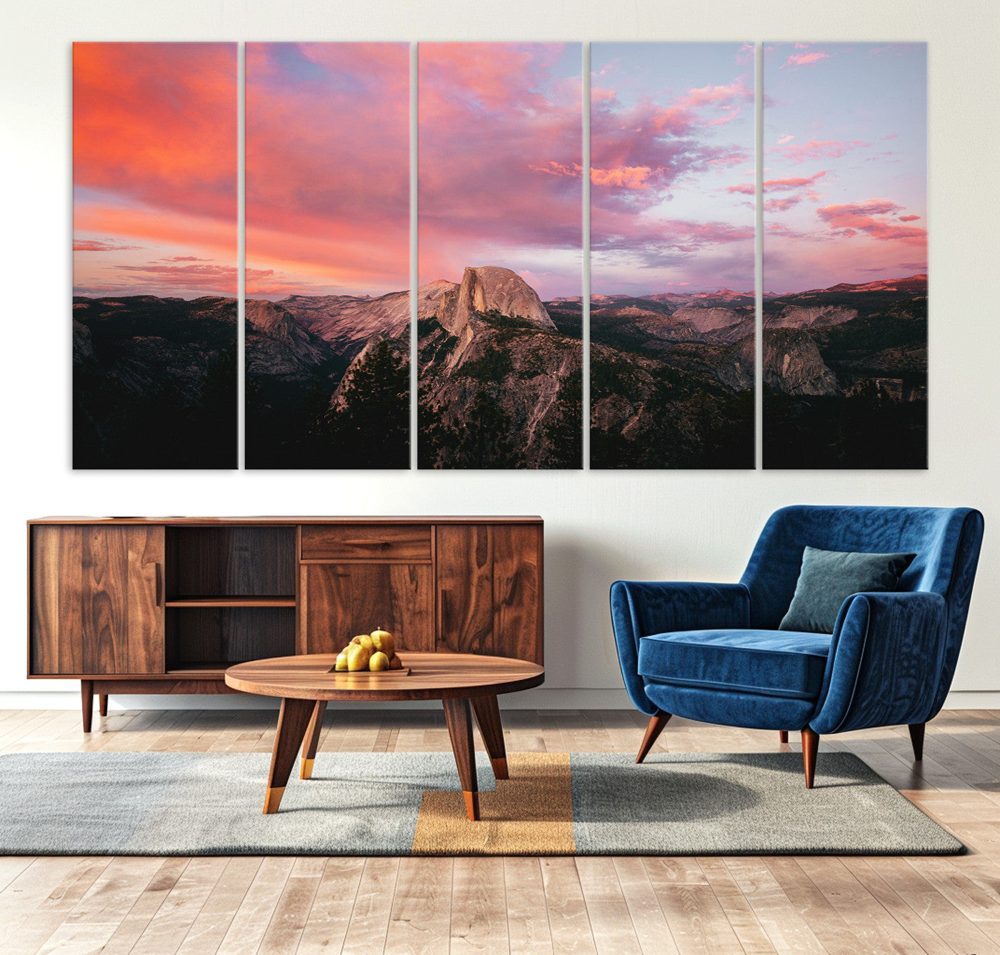 32786115-MGV-CV-36X24-Half Dome Wall Art Canvas Print, Yosemite National Park Print, Framed Dramatic Sunset Art Print, Large Pink and Orange Sky Printing