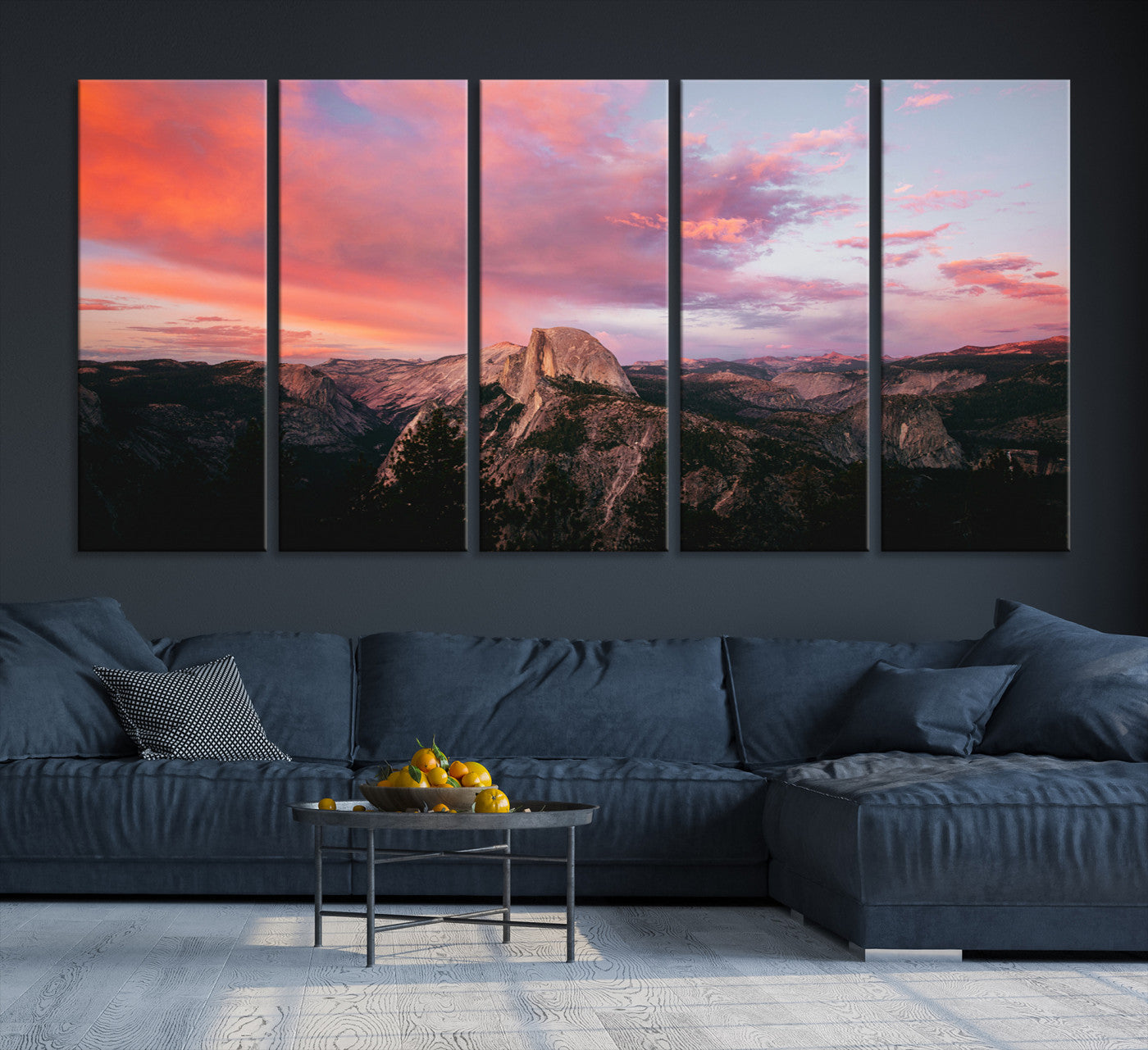 32786115-MGV-CV-36X24-Half Dome Wall Art Canvas Print, Yosemite National Park Print, Framed Dramatic Sunset Art Print, Large Pink and Orange Sky Printing