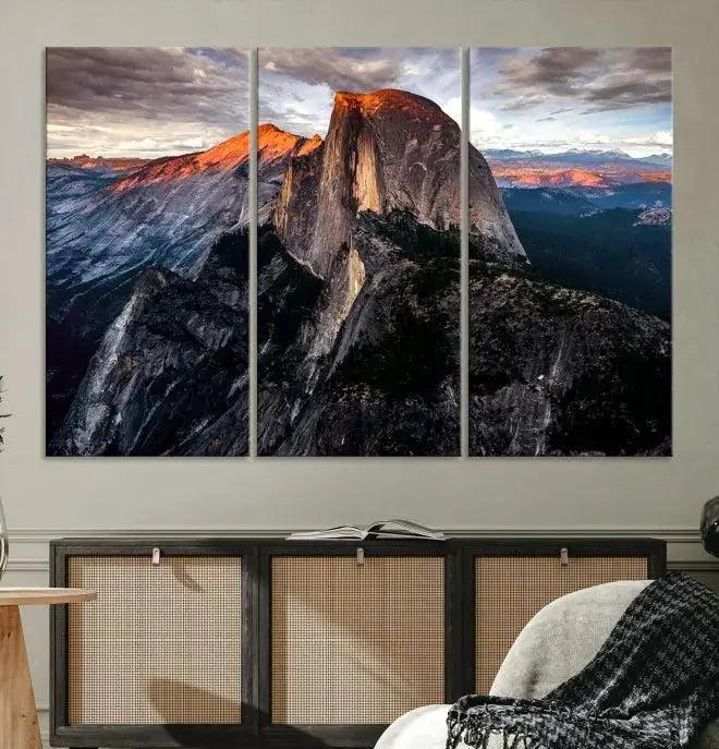 Edit-Images-Half Dome Wall Art Print - Yosemite Majestic Triptych Landscape Print – National Park Nature Decor for Living Room or Office – Ready to Hang