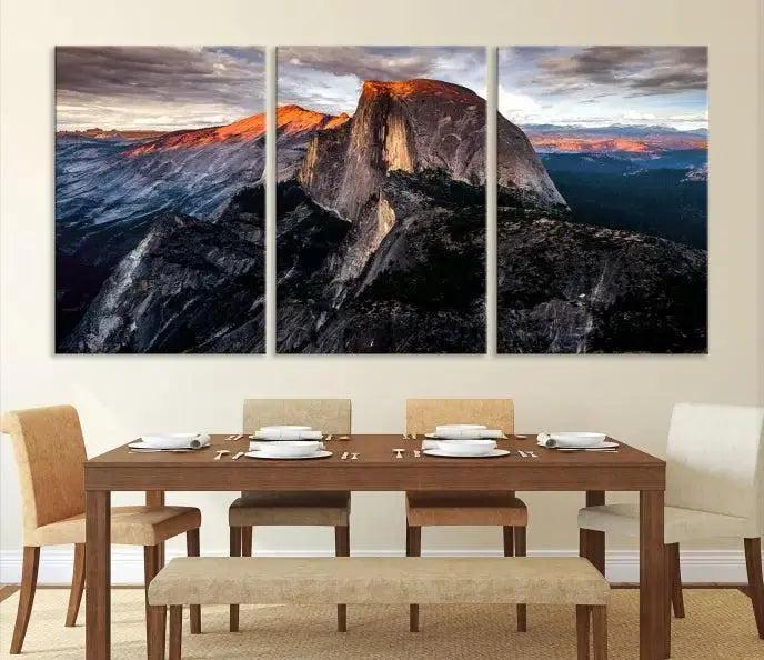 Edit-Images-Half Dome Wall Art Print - Yosemite Majestic Triptych Landscape Print – National Park Nature Decor for Living Room or Office – Ready to Hang