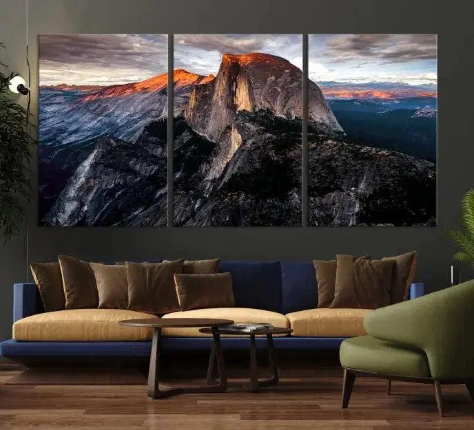 Edit-Images-Half Dome Wall Art Print - Yosemite Majestic Triptych Landscape Print – National Park Nature Decor for Living Room or Office – Ready to Hang