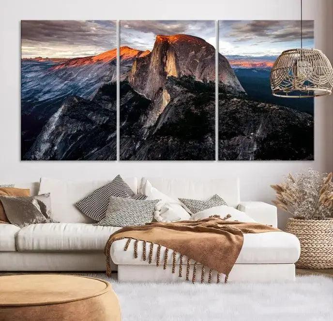 Edit-Images-Half Dome Wall Art Print - Yosemite Majestic Triptych Landscape Print – National Park Nature Decor for Living Room or Office – Ready to Hang