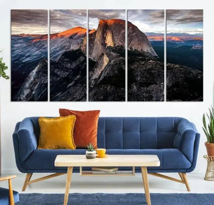 Edit-Images-Half Dome Wall Art Print - Yosemite Majestic Triptych Landscape Print – National Park Nature Decor for Living Room or Office – Ready to Hang