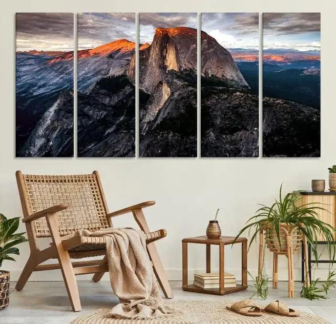Edit-Images-Half Dome Wall Art Print - Yosemite Majestic Triptych Landscape Print – National Park Nature Decor for Living Room or Office – Ready to Hang